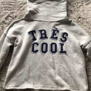 grey scrunched neck hoodie